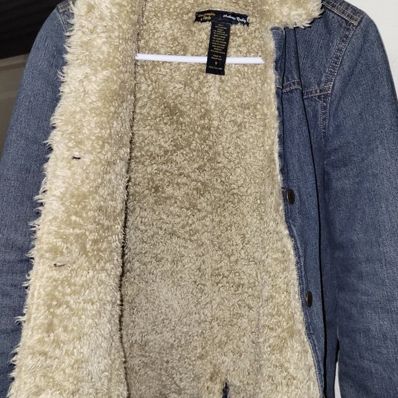 Abercrombie & Fitch Denim Faux Fur Jacket S - Picture 3 of 6
